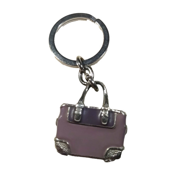 Coach Purple Metal purse Keychain Silver Tone Solid Metal - Picture 1 of 5